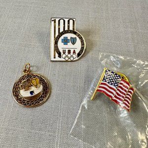 Vintage 1996 Anthem Blue Cross Blue Shield Olympic Sponsor Pin and Pendant set